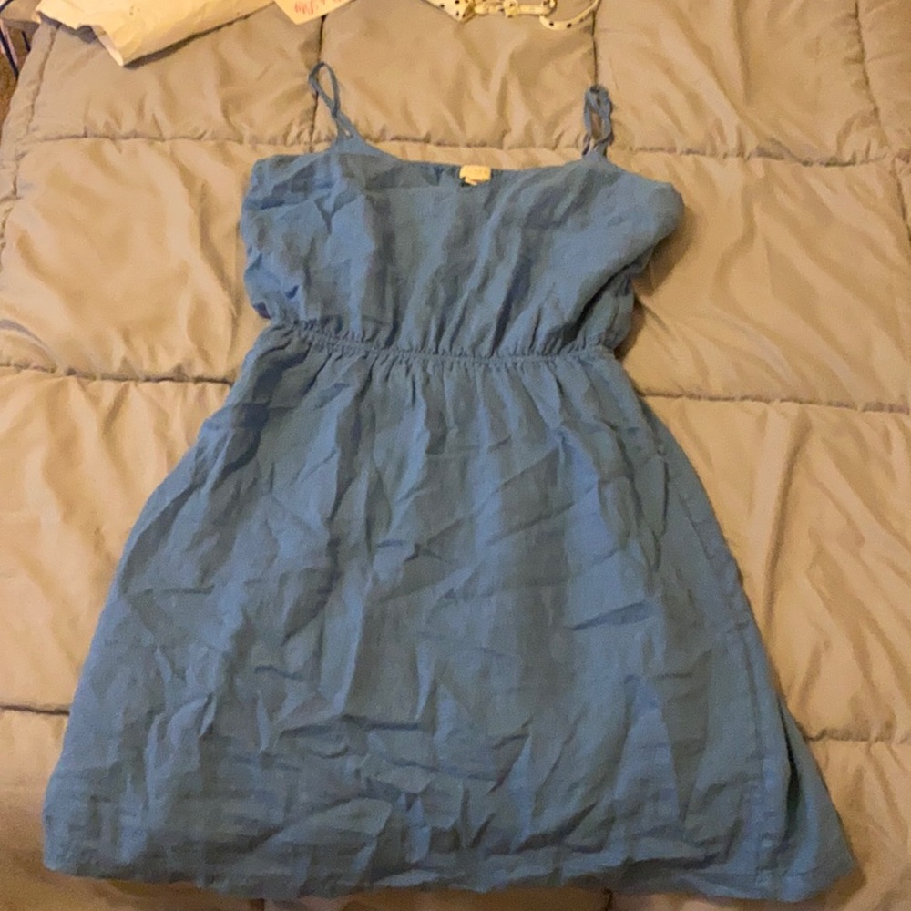 J crew blue linen dress
